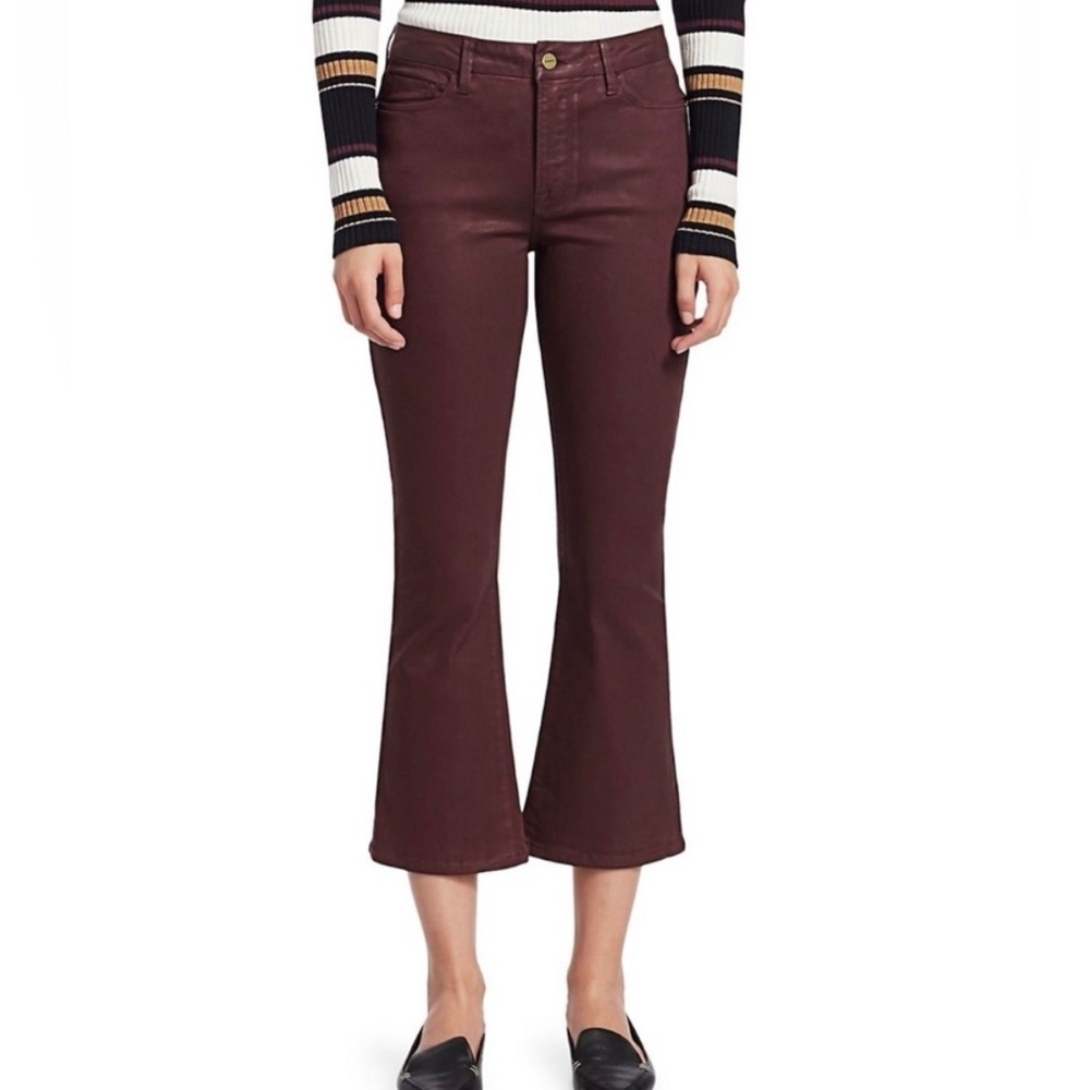 NWT FRAME Denim Le Crop Mini Boot Coated
Jeans Bordeaux Burgundy/Red Size 27
